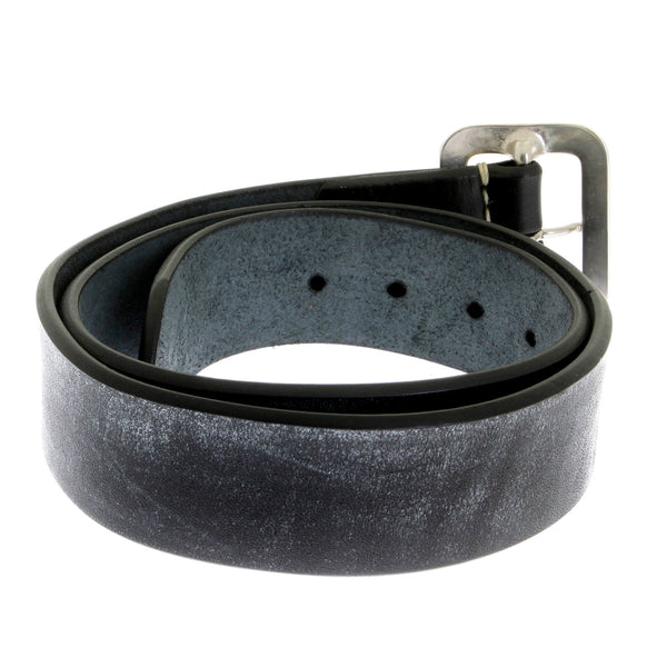Vintage Black Leather F01406 Casual Belt with Steel Buckle CANE1141