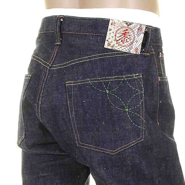 Navy Blue Okinawa Raw SC40301N Non Wash Selvedge Denim Jeans CANE3214