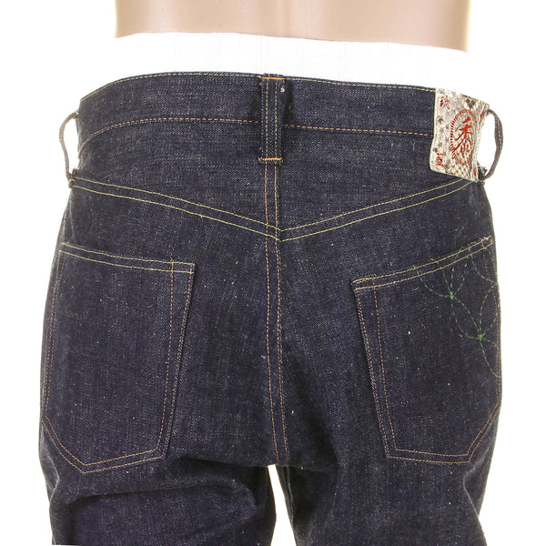 Navy Blue Okinawa Raw SC40301N Non Wash Selvedge Denim Jeans CANE3214