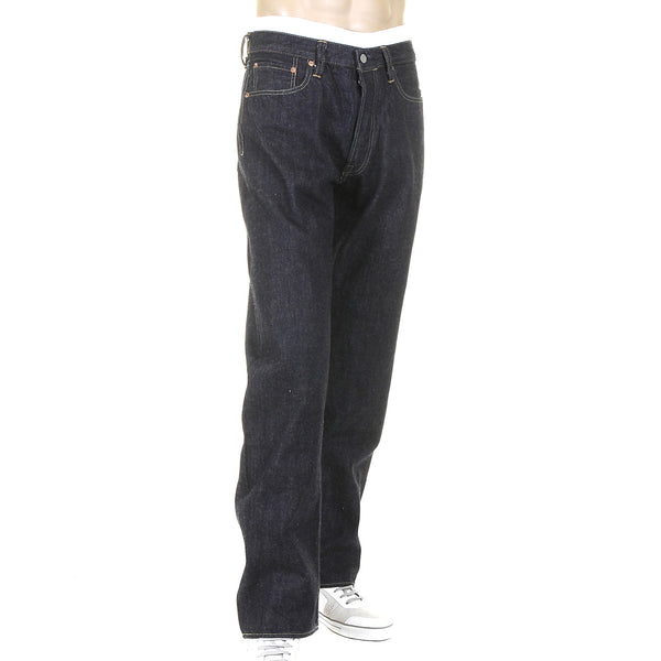 Navy Blue Vintage Cut SC41947A One Rinsed Selvedge Denim Jeans CANE5251