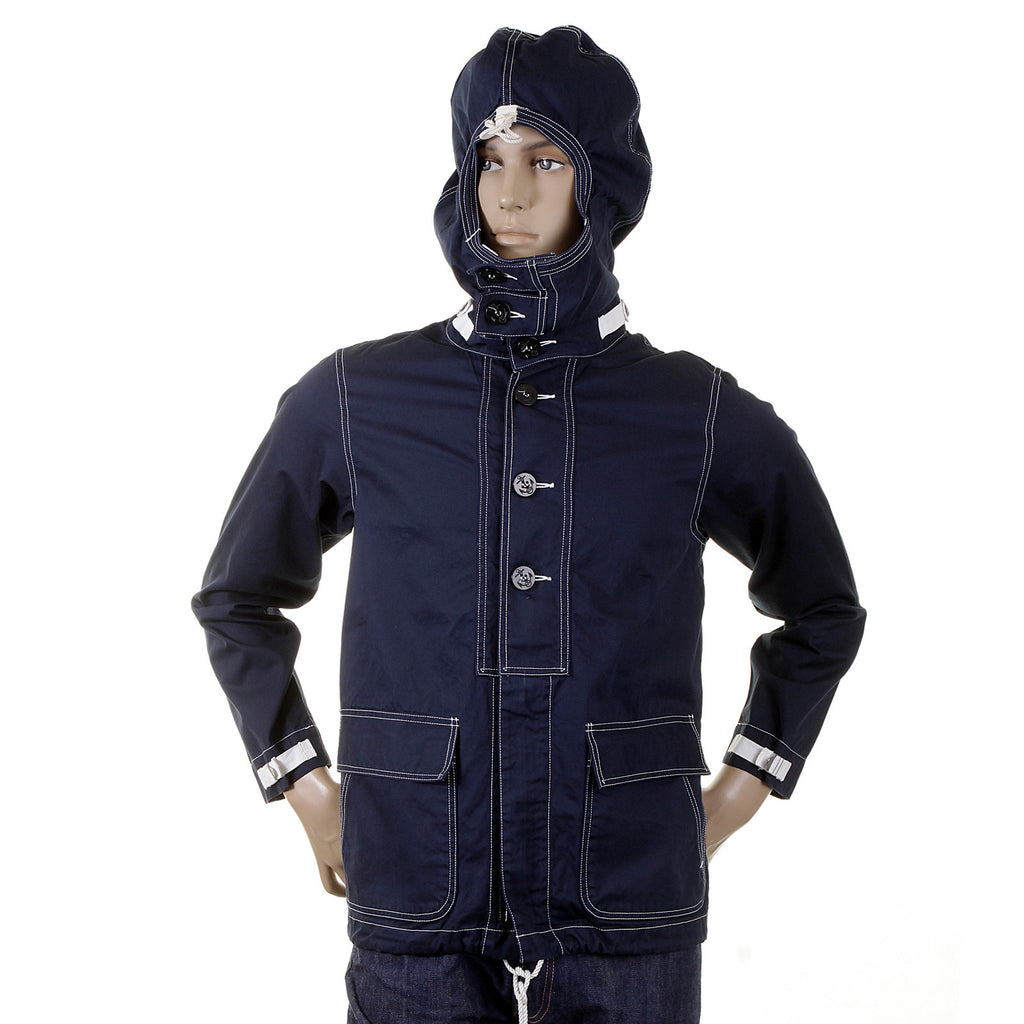 Lightweight Full Zip SC12164 Navy Herringbone Hooded Jacket