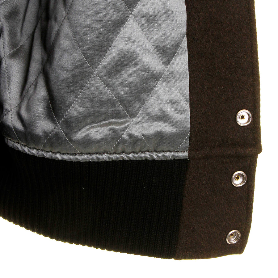 Whitesville Brown Wool Body Dark Cream Leather Sleeve WV12077 Regular Fit Flying Alligators Stadium Jacket CANE2101 Whitesville Brown Wool Body Dark Cream Leather Sleeve WV12077 Regular Fit Flying Alligators Stadium Jacket CANE2101