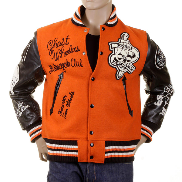 Sugar Cane WV12077 Whitesville 30oz Wool melton set in award Letterman Ghost Wheelers stadium jacket CANE2099