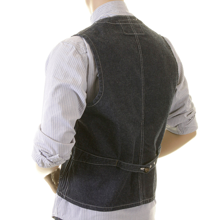 Sugarcane Mens Navy SC12361A Dot Striped Wabash Engineer Vintage Cut Regular Fit Denim Waistcoat Top CANE2015 Sugarcane Mens Navy SC12361A Dot Striped Wabash Engineer Vintage Cut Regular Fit Denim Waistcoat Top CANE2015