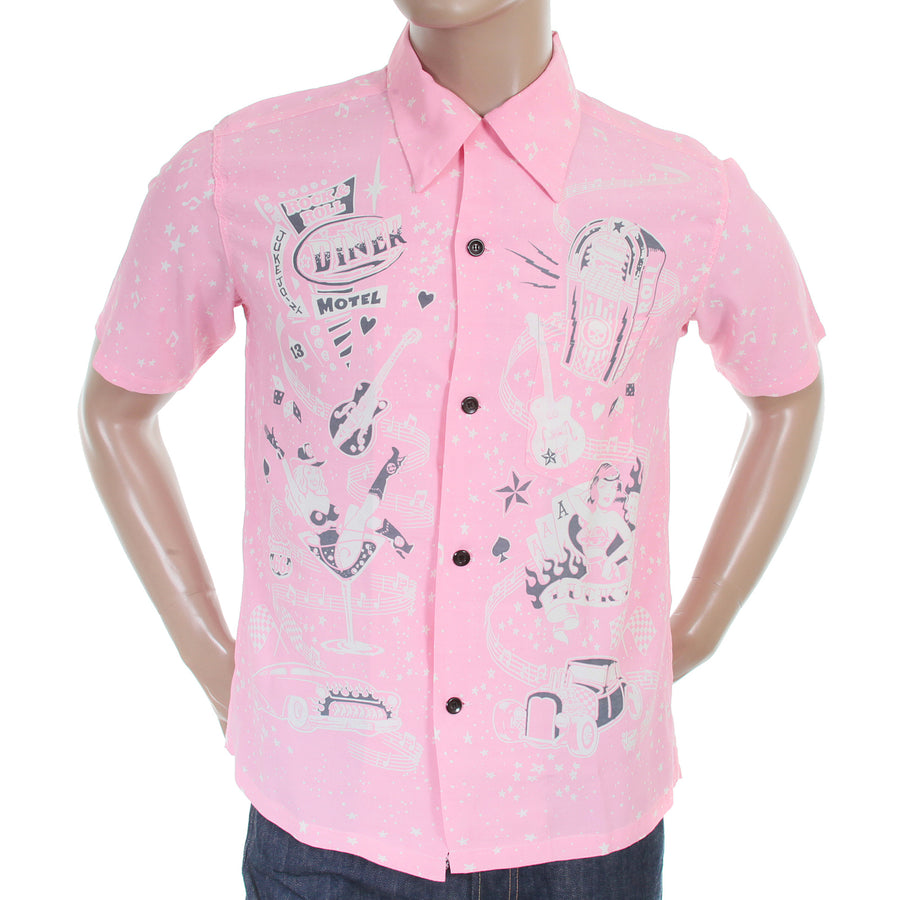 Keoni of Hawaii SS36209 Rock and Roll Voodoo Rayon Pink Shirt SURF3319 Keoni of Hawaii SS36209 Rock and Roll Voodoo Rayon Pink Shirt SURF3319