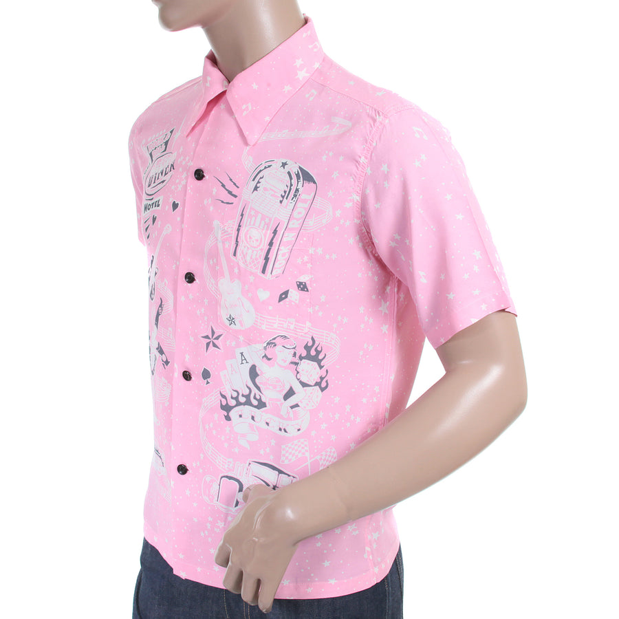 Keoni of Hawaii SS36209 Rock and Roll Voodoo Rayon Pink Shirt SURF3319 Keoni of Hawaii SS36209 Rock and Roll Voodoo Rayon Pink Shirt SURF3319