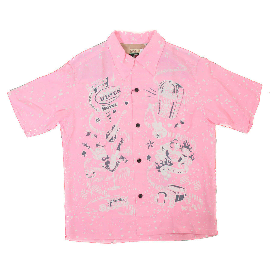 Keoni of Hawaii SS36209 Rock and Roll Voodoo Rayon Pink Shirt SURF3319 Keoni of Hawaii SS36209 Rock and Roll Voodoo Rayon Pink Shirt SURF3319