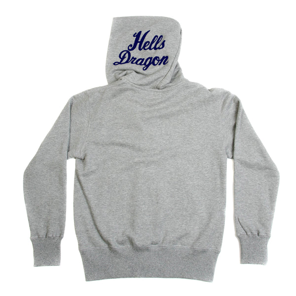 Hells Dragon Embroidered TT64244 Slim Fit Heather Grey Hoodie CANE2848