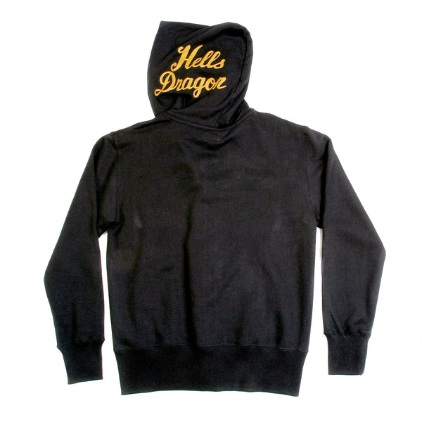 Slim Fit TT64244 Black Hoodie with Hells Dragon Embroidery CANE2849