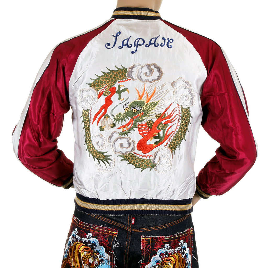 Dragon Embroidered TT11781 Silver and Wine Souvenir Jacket