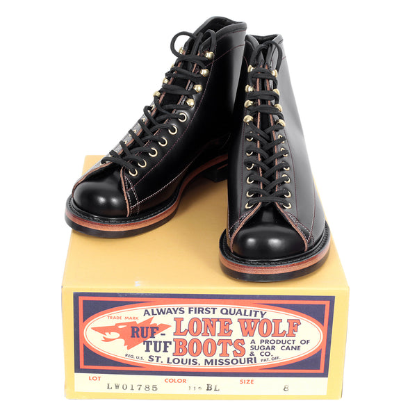 Lone Wolf Mens Black Leather Calf High LW01785 Goodyear Welted Lace Up Wireman Work Boots CANE4452
