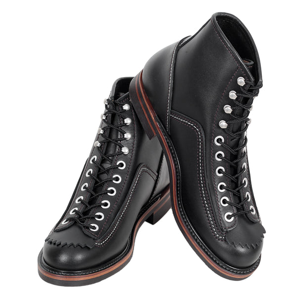 Black Leather Calf F01615 High Lace Up Carpenter Work Boots CANE4449