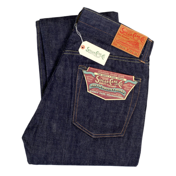 Navy Slim Fit SC42014N Lower Rise 12oz Non Wash Denim Jeans CANE4443