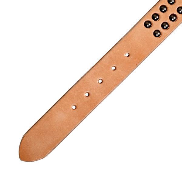 Beige Cowhide SC02322 Leather Garrison Belt with Studs CANE5728