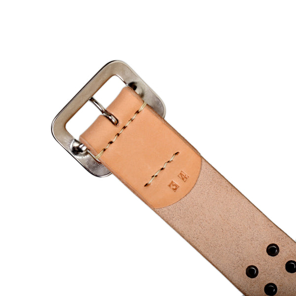 Beige Cowhide SC02322 Leather Garrison Belt with Studs CANE5728