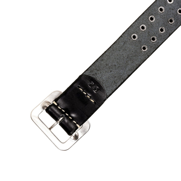 Black Cowhide Leather SC02322 Garrison Belt with Studs CANE5725