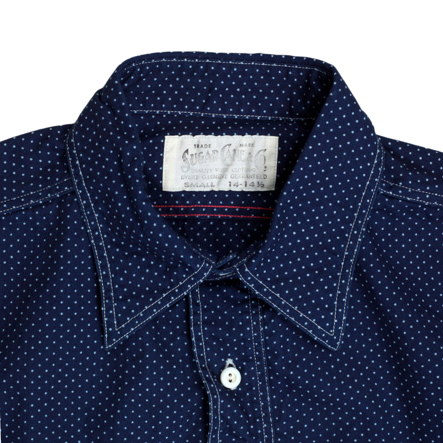 Navy Soft Collar 4.5oz Cotton Polka Dot SC27077 Work Shirt CANE7472 Navy Soft Collar 4.5oz Cotton Polka Dot SC27077 Work Shirt CANE7472