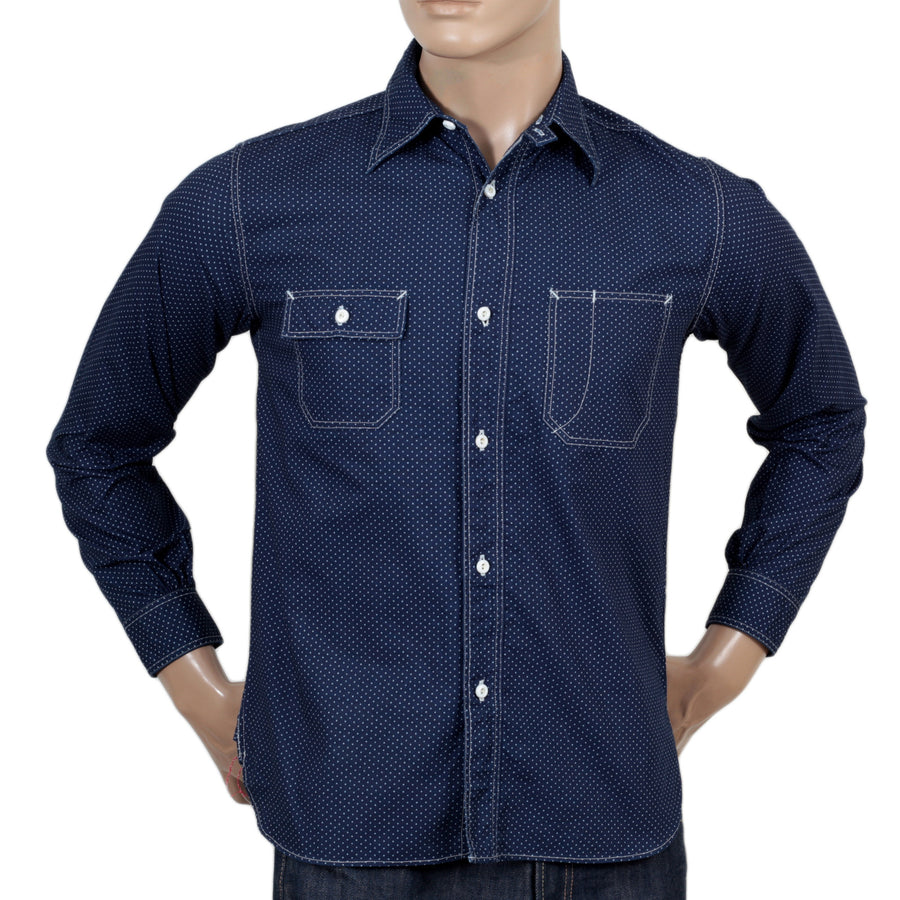 Navy Soft Collar 4.5oz Cotton Polka Dot SC27077 Work Shirt CANE7472 Navy Soft Collar 4.5oz Cotton Polka Dot SC27077 Work Shirt CANE7472