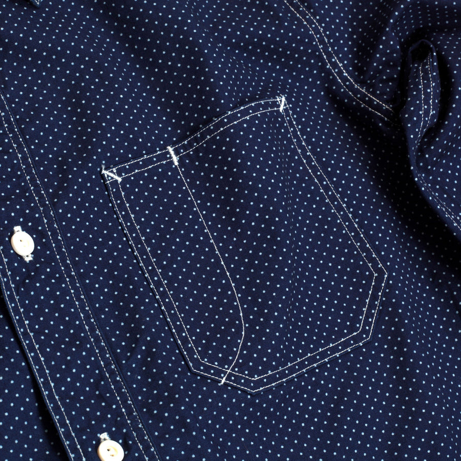 Navy Soft Collar 4.5oz Cotton Polka Dot SC27077 Work Shirt CANE7472 Navy Soft Collar 4.5oz Cotton Polka Dot SC27077 Work Shirt CANE7472