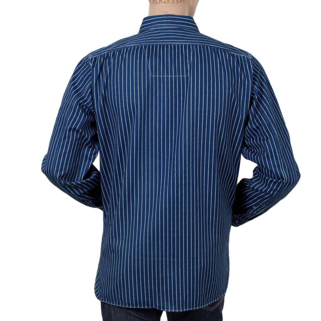 Navy Striped SC25551A Slim Fit 8.5oz Wabash Work Shirt CANE7546