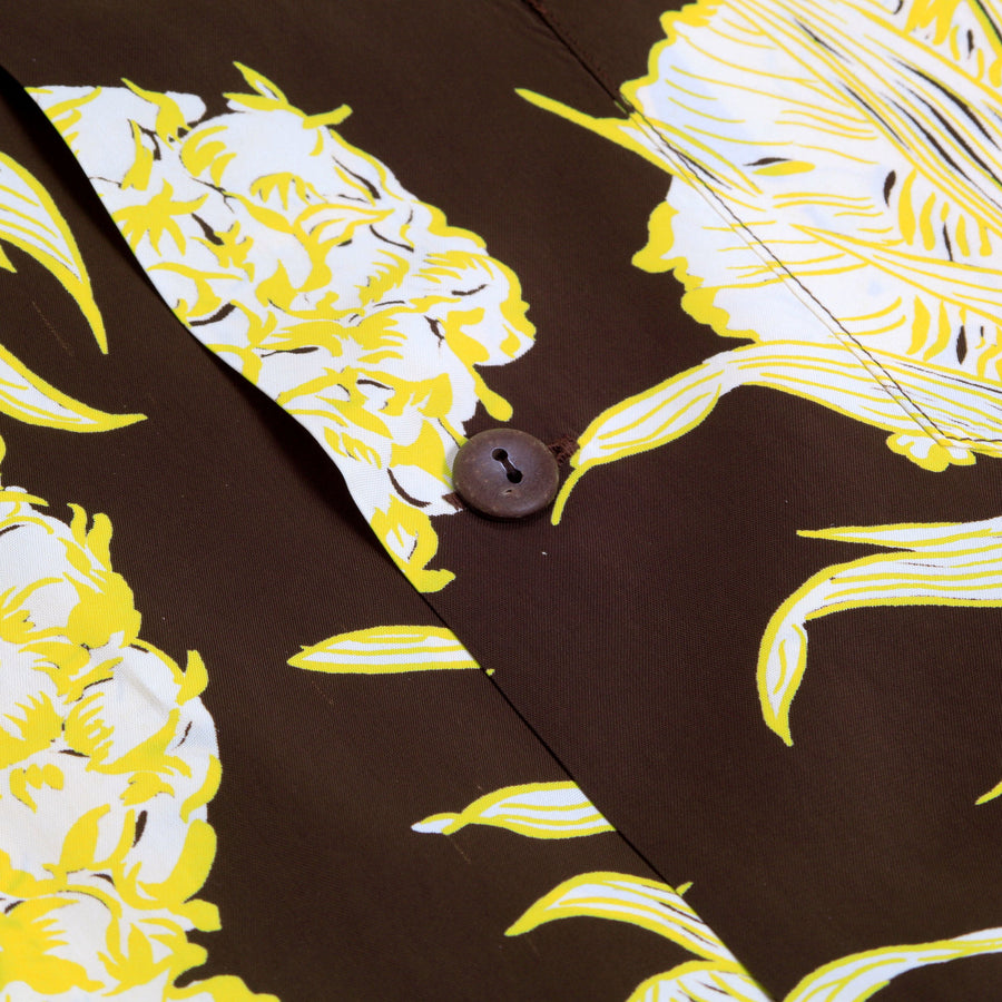 Yellow Island Pineapple Printed SS37452 Brown Hawaiian Shirt SURF7532 Yellow Island Pineapple Printed SS37452 Brown Hawaiian Shirt SURF7532