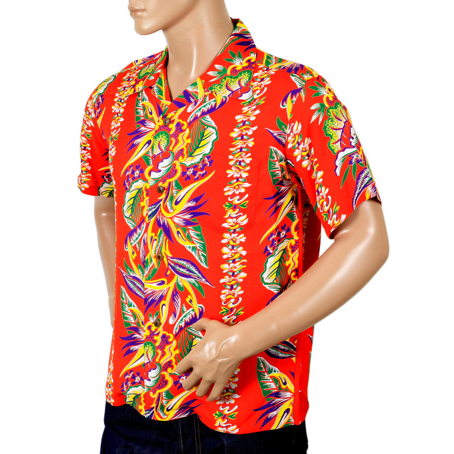 Mens Blessing of Nature Printed SS37468 Hawaiian Shirt in Red SURF7536 Mens Blessing of Nature Printed SS37468 Hawaiian Shirt in Red SURF7536