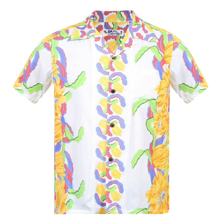 Night Blooming Cereus Printed SS33876 White Hawaiian Shirt SURF7568 Night Blooming Cereus Printed SS33876 White Hawaiian Shirt SURF7568