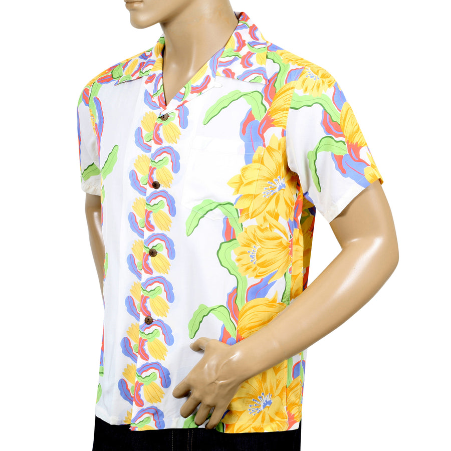 Night Blooming Cereus Printed SS33876 White Hawaiian Shirt SURF7568 Night Blooming Cereus Printed SS33876 White Hawaiian Shirt SURF7568