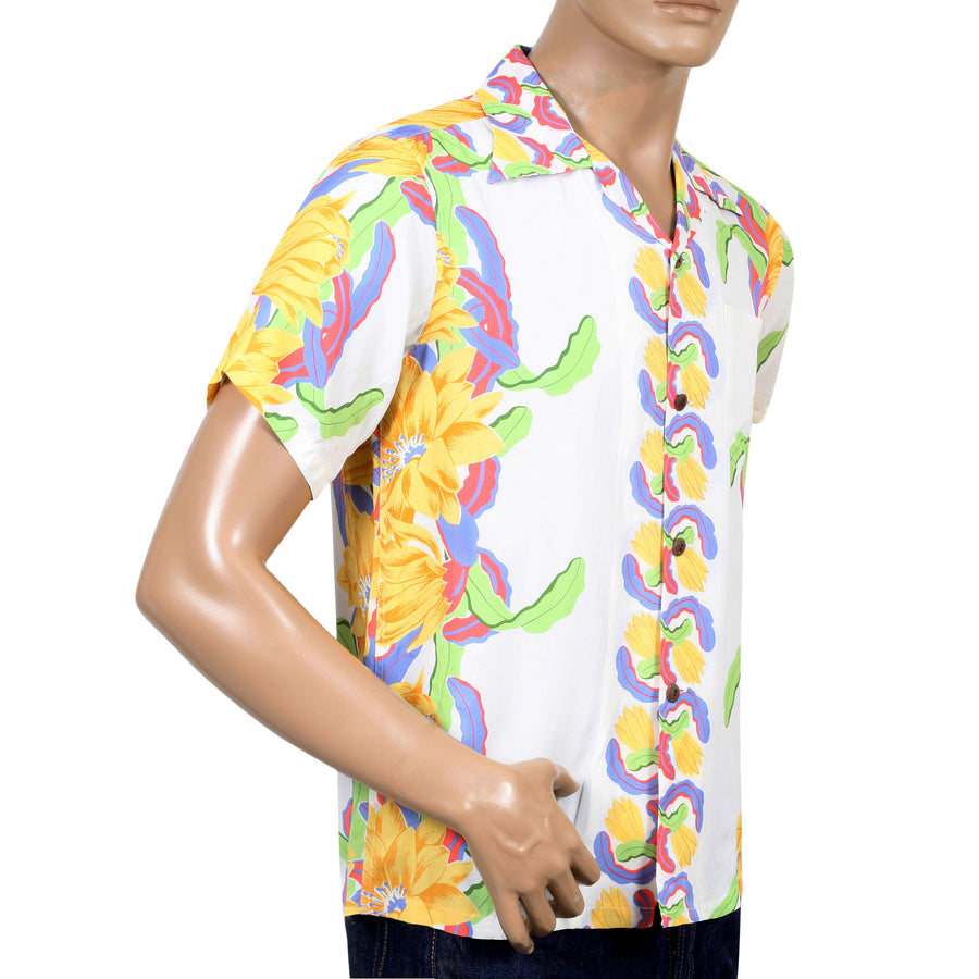 Night Blooming Cereus Printed SS33876 White Hawaiian Shirt SURF7568 Night Blooming Cereus Printed SS33876 White Hawaiian Shirt SURF7568