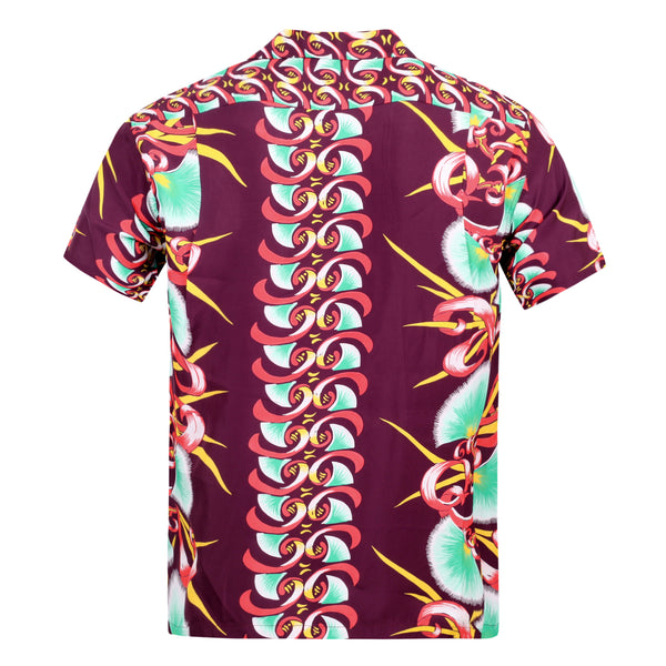 Aloha Bombax Tree Printed SS37793 Wine Rayon Hawaiian Shirt SURF7571