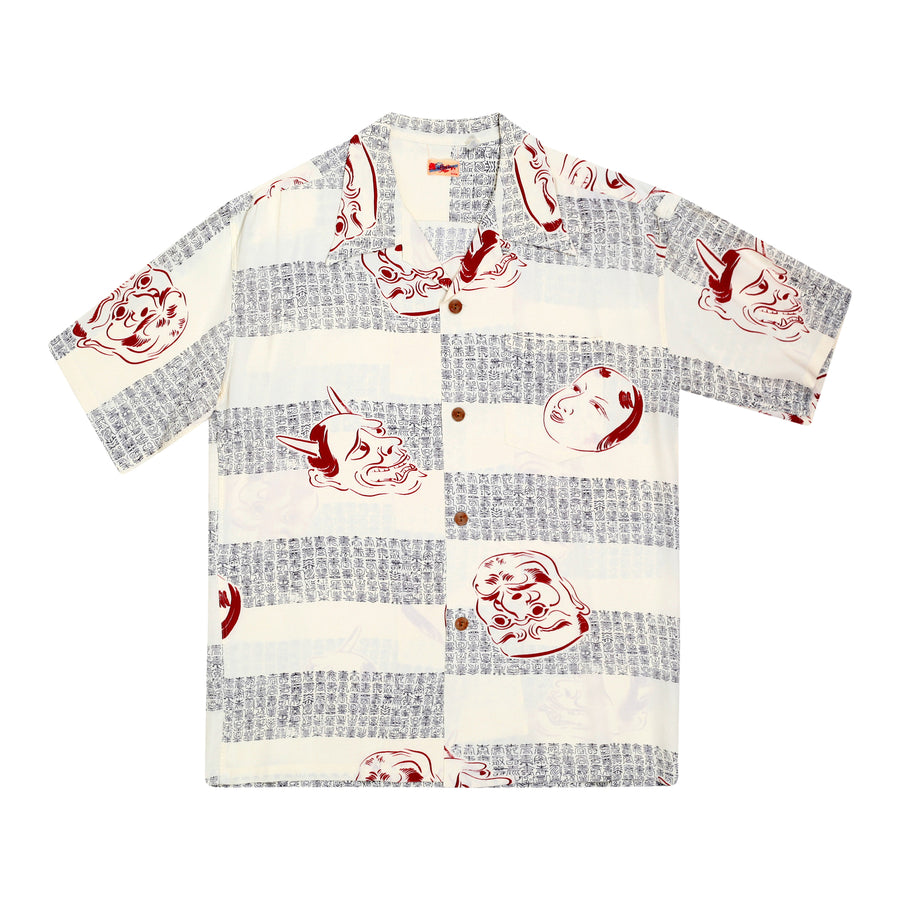 Mens Noh-Men Printed SS37790 Rayon Off White Hawaiian Shirt SURF8593 Mens Noh-Men Printed SS37790 Rayon Off White Hawaiian Shirt SURF8593