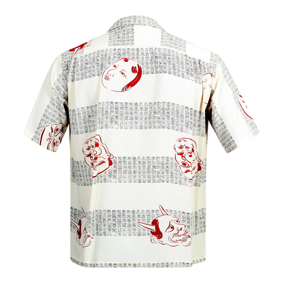 Mens Noh-Men Printed SS37790 Rayon Off White Hawaiian Shirt SURF8593 Mens Noh-Men Printed SS37790 Rayon Off White Hawaiian Shirt SURF8593