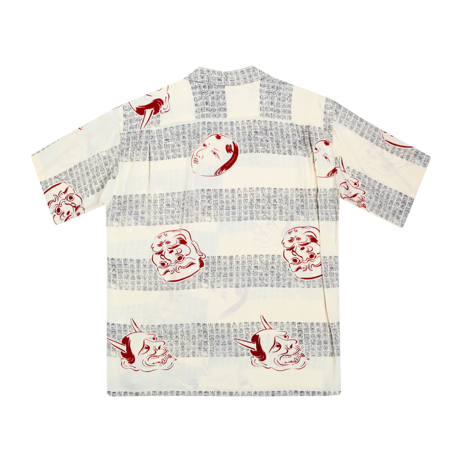 Mens Noh-Men Printed SS37790 Rayon Off White Hawaiian Shirt SURF8593 Mens Noh-Men Printed SS37790 Rayon Off White Hawaiian Shirt SURF8593
