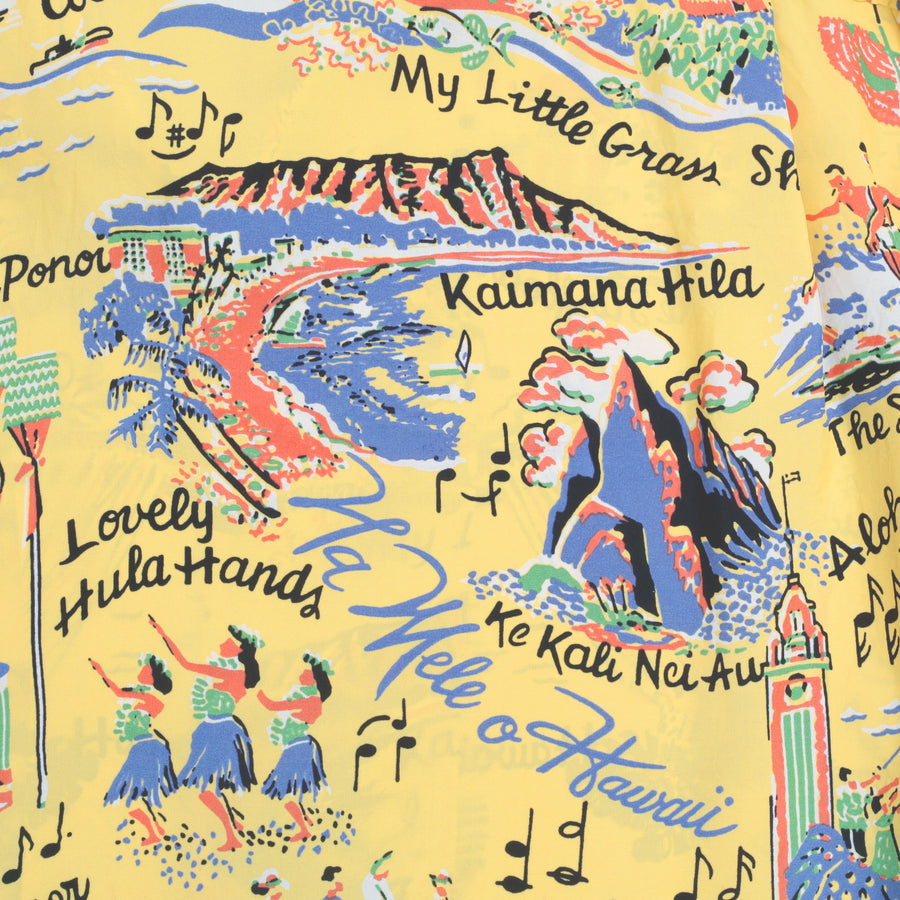 Song of Hawaii Printed SS37787 Rayon Yellow Hawaiian Shirt SURF9038 Song of Hawaii Printed SS37787 Rayon Yellow Hawaiian Shirt SURF9038