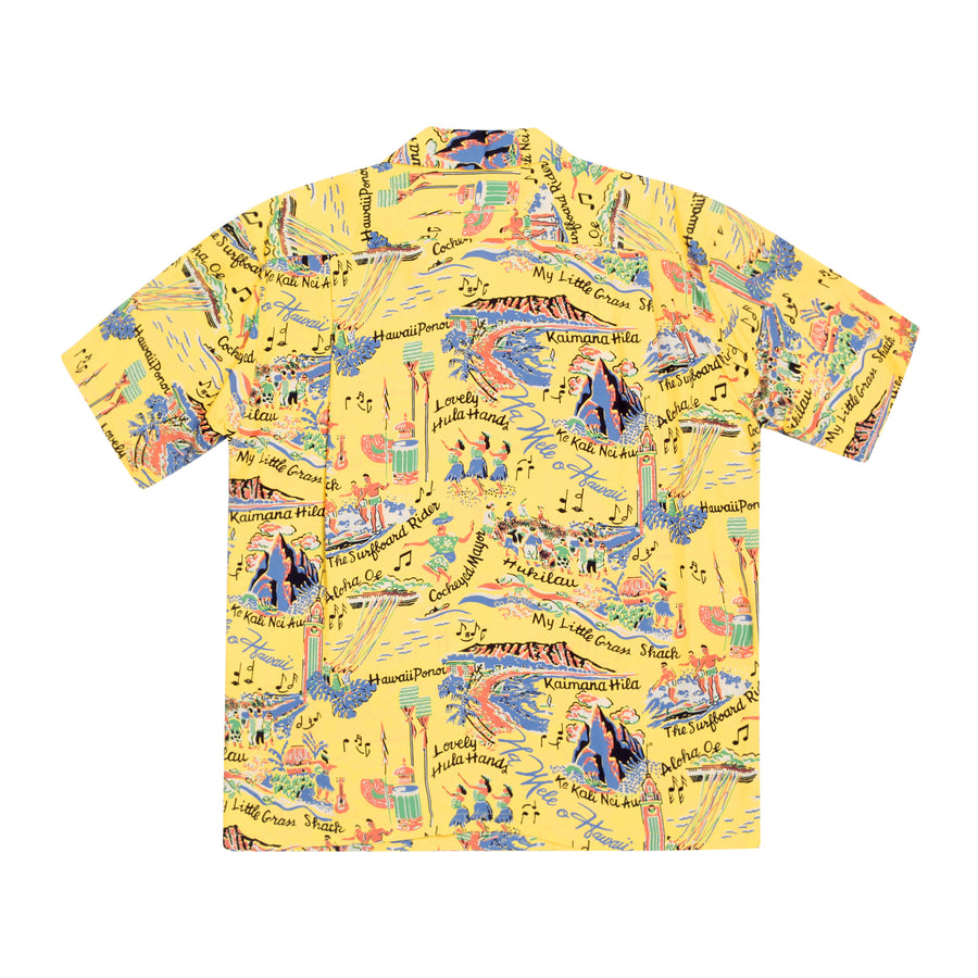 Song of Hawaii Printed SS37787 Rayon Yellow Hawaiian Shirt SURF9038 Song of Hawaii Printed SS37787 Rayon Yellow Hawaiian Shirt SURF9038