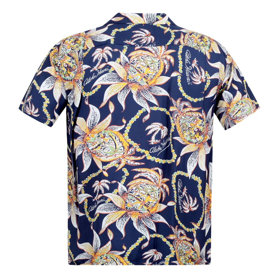 Dreams and Pineapples Print SS37774 Navy Rayon Hawaiian Shirt SURF8590 Dreams and Pineapples Print SS37774 Navy Rayon Hawaiian Shirt SURF8590