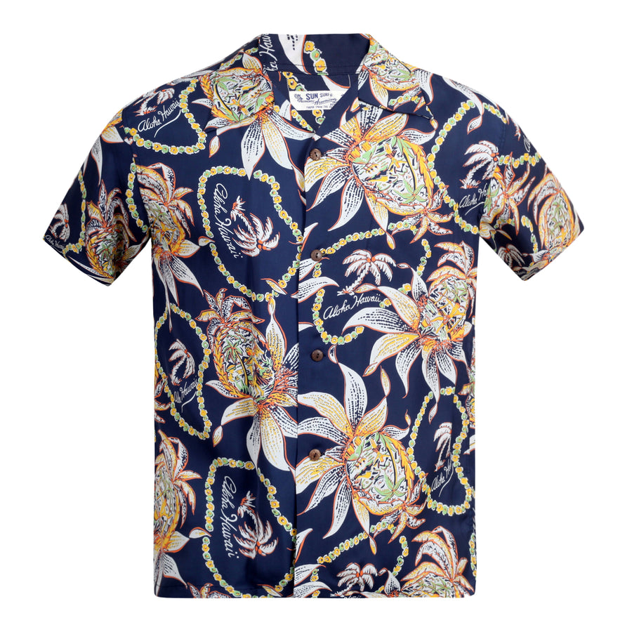 Dreams and Pineapples Print SS37774 Navy Rayon Hawaiian Shirt SURF8590 Dreams and Pineapples Print SS37774 Navy Rayon Hawaiian Shirt SURF8590