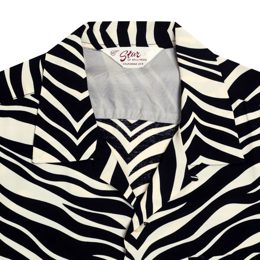 Short Sleeve SH37879 Rayon Zebra Printed Black Hawaiian Shirt SoH8663 Short Sleeve SH37879 Rayon Zebra Printed Black Hawaiian Shirt SoH8663