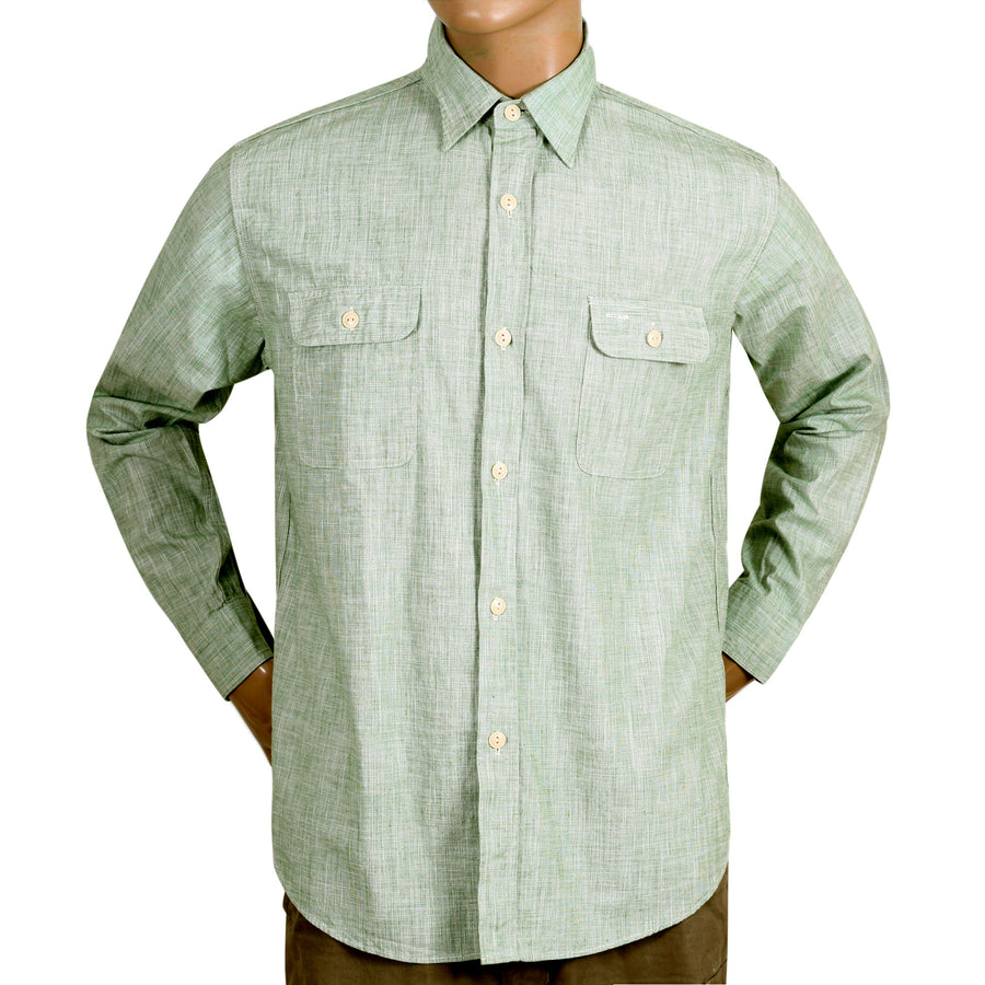 Woven Pin Check Soft Collar SC28094 Green Long Sleeve Shirt CANE10261 Woven Pin Check Soft Collar SC28094 Green Long Sleeve Shirt CANE10261