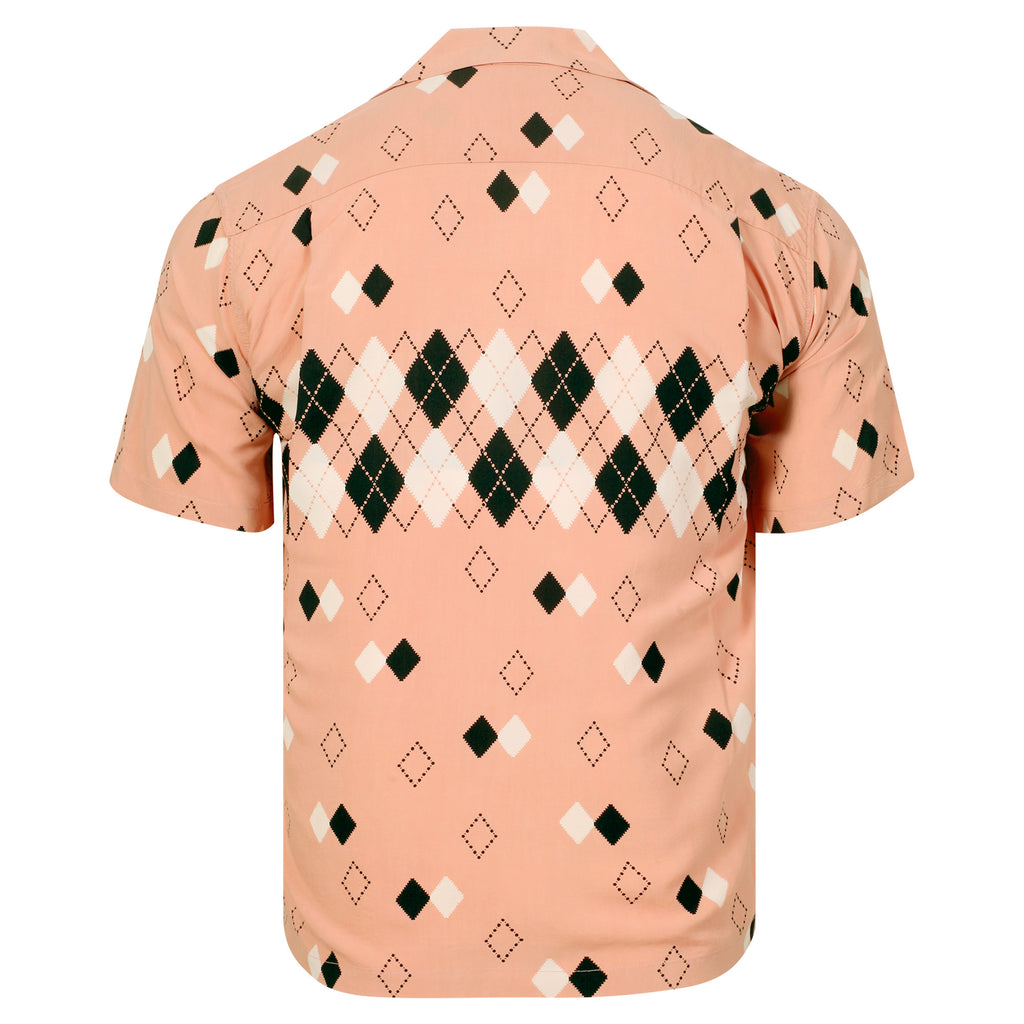 Argyle Printed Star of Hollywood SH38384 Pink Hawaiian Shirt