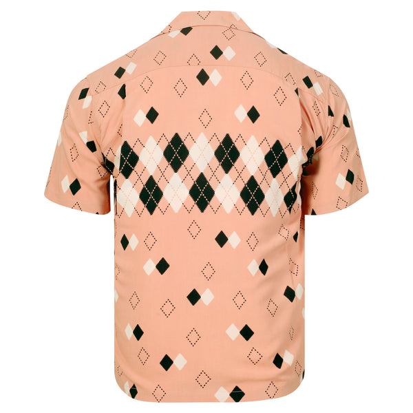 Argyle Printed Star of Hollywood SH38384 Pink Hawaiian Shirt SoH11085