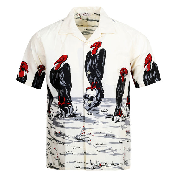 Condor Printed Broad Cotton SH38120 Off White Hawaiian Shirt SoH10096