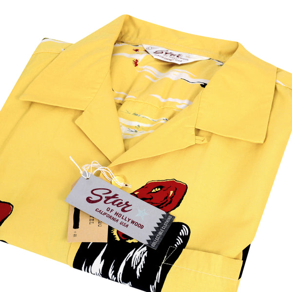 Condor Printed SH38120 Broad Cotton Yellow Hawaiian Shirt SoH10097