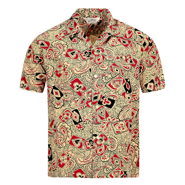 Playing Card and Paisley SH38127 Off White Hawaiian Shirt SoH10098