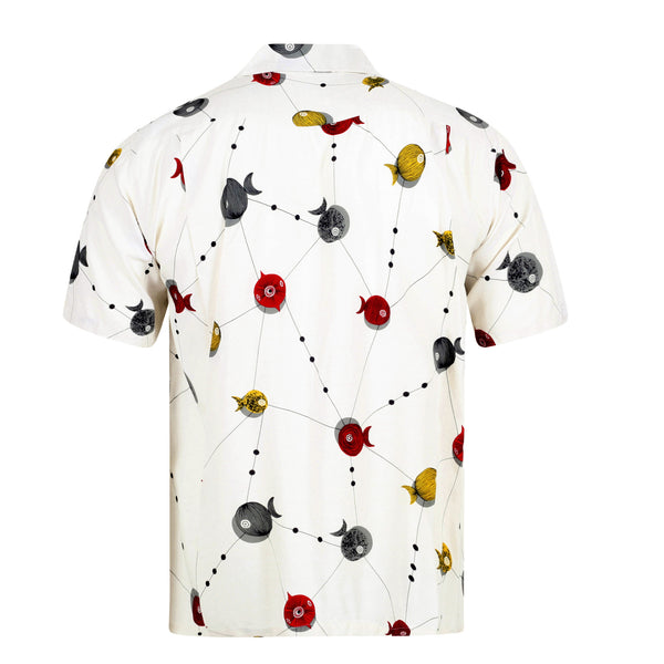 Atomic Fish Print SH38128 Off White Star of Hollywood Shirt SoH10099
