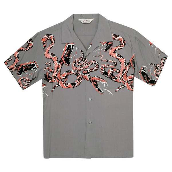 Rattle Snake Printed SH38378 Short Sleeve Grey Hawaiian Shirt SoH11082