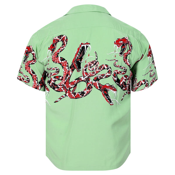 Mint Green SH38378 Hawaiian Shirt with Rattle Snake Print SoH11083