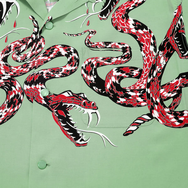 Mint Green SH38378 Hawaiian Shirt with Rattle Snake Print SoH11083