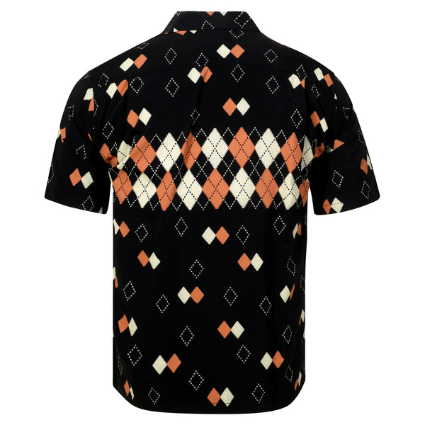 Argyle Print SH38384 Star of Hollywood Black Hawaiian Shirt SoH11084