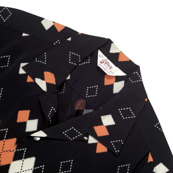 Argyle Print SH38384 Star of Hollywood Black Hawaiian Shirt SoH11084